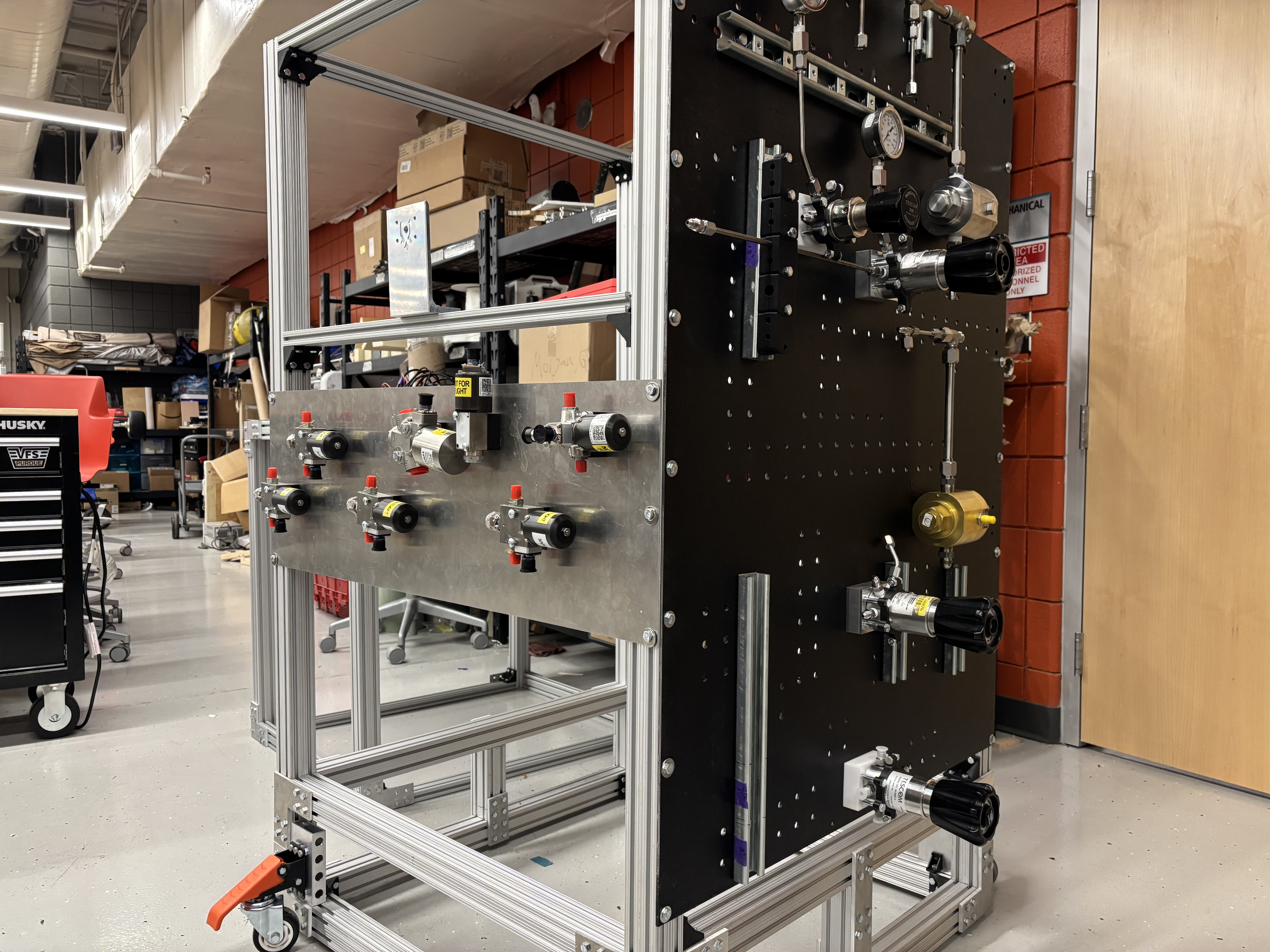 Installed tubing runs on the gas-generator panel